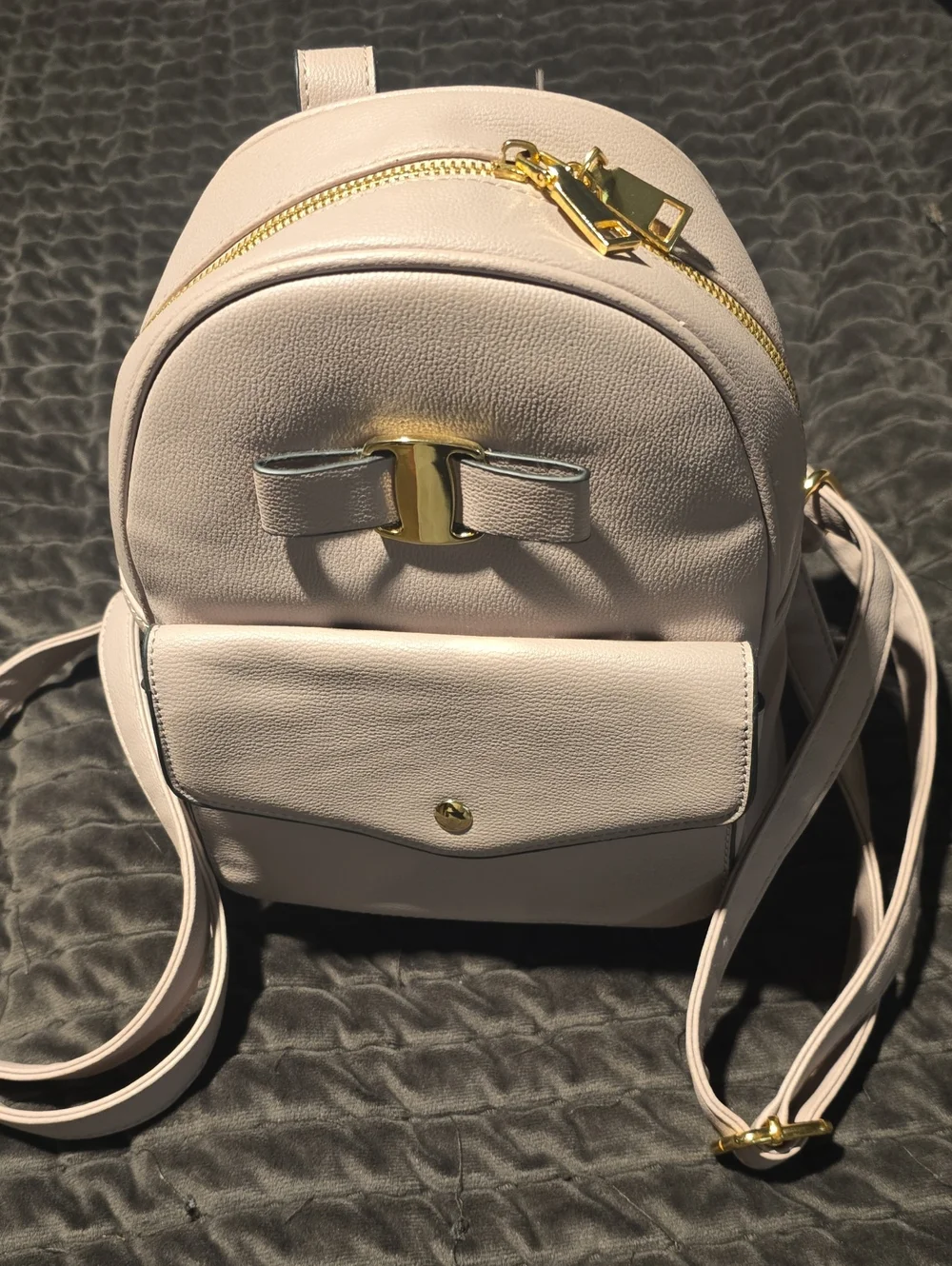 Women's Blush Pink Mini Backpack with Gold Accent